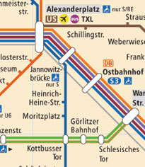 路線図をAlexanderplatz駅中心に切ったもの